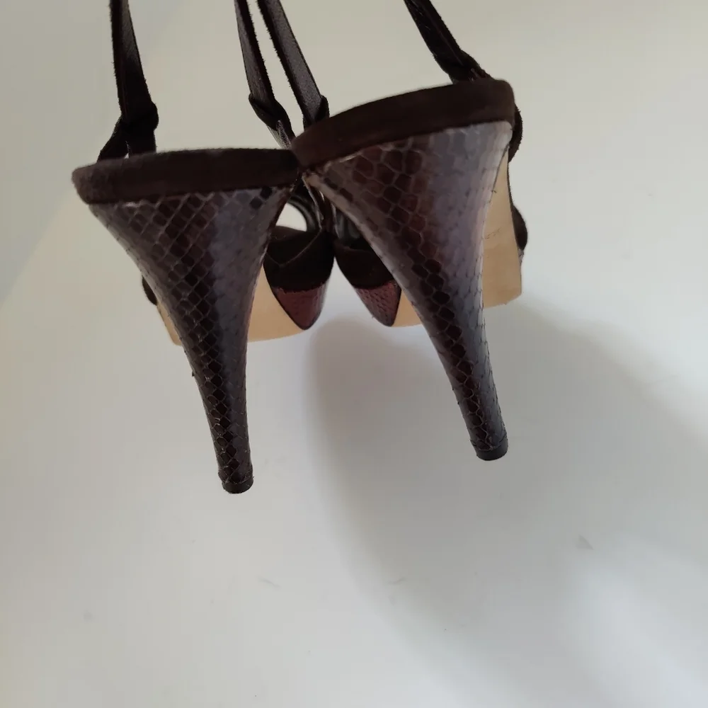 KATE SPADE Brown Suede Peep Toe Slingback Heels